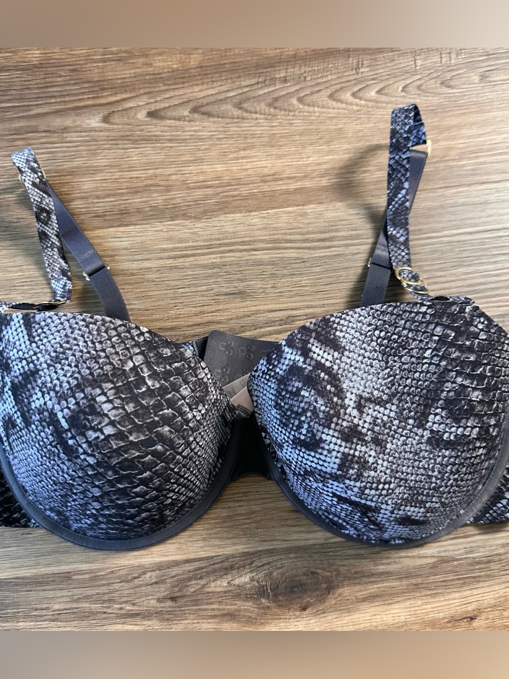 Stella McCartney 38D Smooth Convertible Contour Bra Gray Snakeskin Underwire